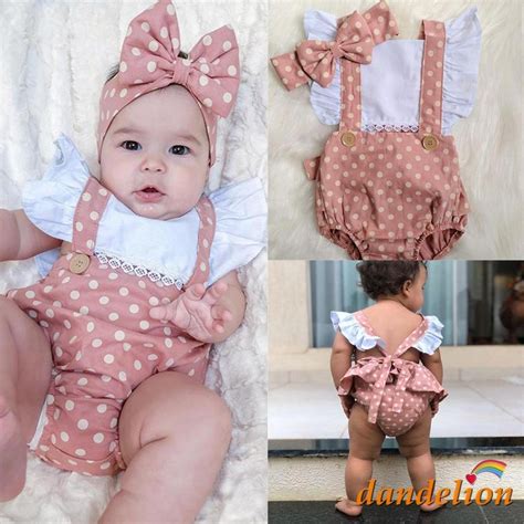 Dandelion Meses Roupas De Beb Menina Manga Voadora Ruffle Polka