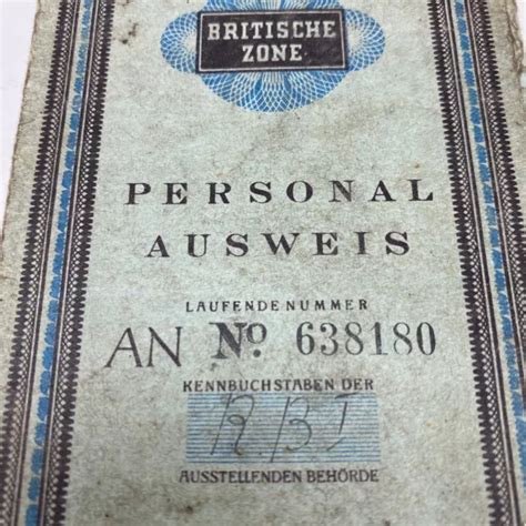 PERSONALAUSWEIS BRITISCHE ZONE Dokument Militär Ausweis Urkunde Vintage