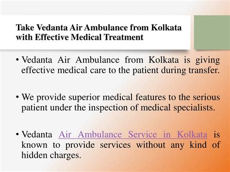 PPT Choose Vedanta Air Ambulance From Kolkata With Modern Medical