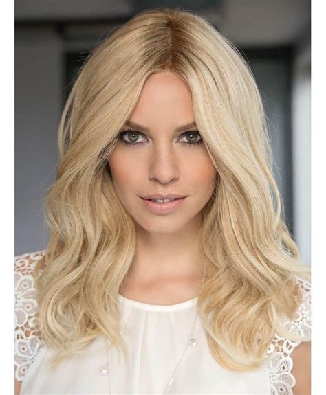 Long Wavy Platinum Blonde Hand Tied Without Bangs Human Hair Wigs