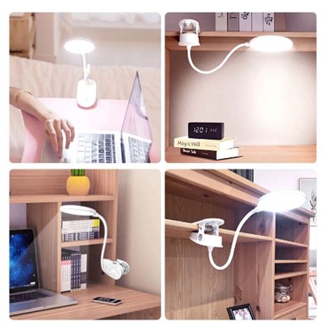 Schreibtisch lampe USB Drahtlos Wiederauf ladbar Clip Weiß LED Tisch