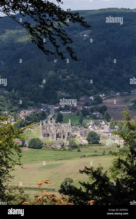 Tintern Abbey From The Devils Pulpit On The River Wye Monmouthshire Uk