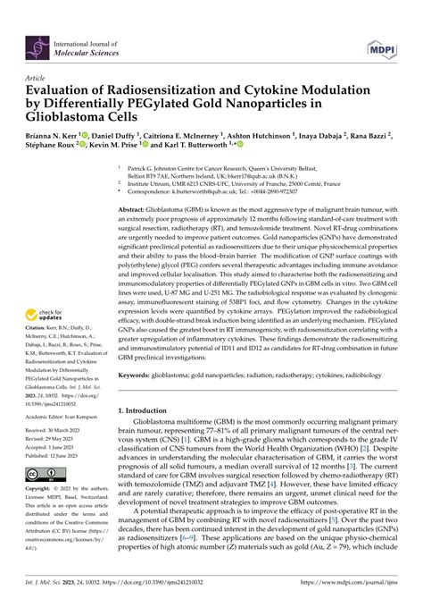 PDF Evaluation Of Radiosensitization And Cytokine Modulation By