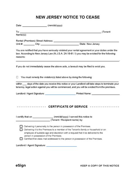 Free New Jersey Eviction Notice Templates 8 PDF Word