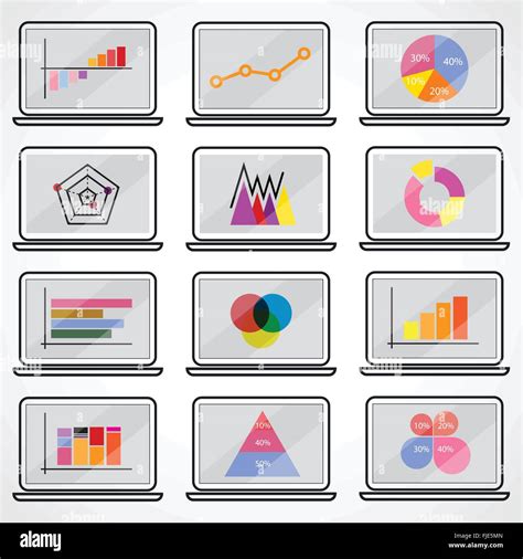 Business Data Market Elements Dot Bar Pie Charts Diagrams Graphs Flat