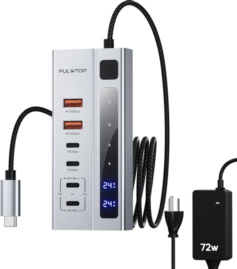 PULWTOP Hub USB C Alimentato Da 72 W Hub USB C 3 2 Con Dati USB A C