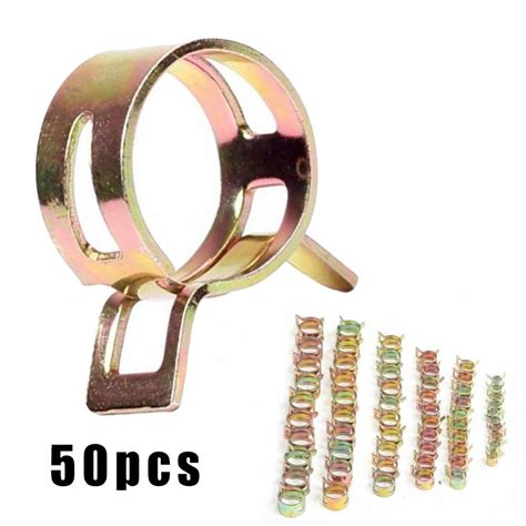 50pcs Fuel Line Hose Spring Clip Water Pipe Air Tube Clamp For Car 5 6