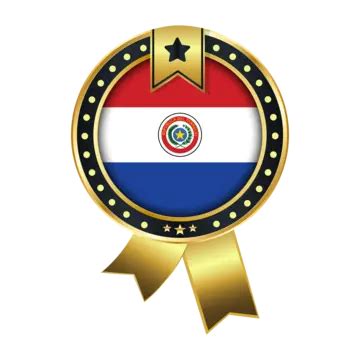 Bandera De Paraguay Con Insignia Dorada Vector PNG Dibujos Paraguay