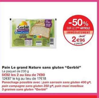 Promo Pain Le Grand Nature Sans Gluten Gerbl Chez Monoprix