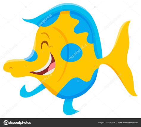 Ilustración Dibujos Animados Happy Fish Sea Animal Character Vector De