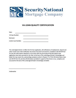 Va Loan Quality Certification Fill And Sign Printable Template Online