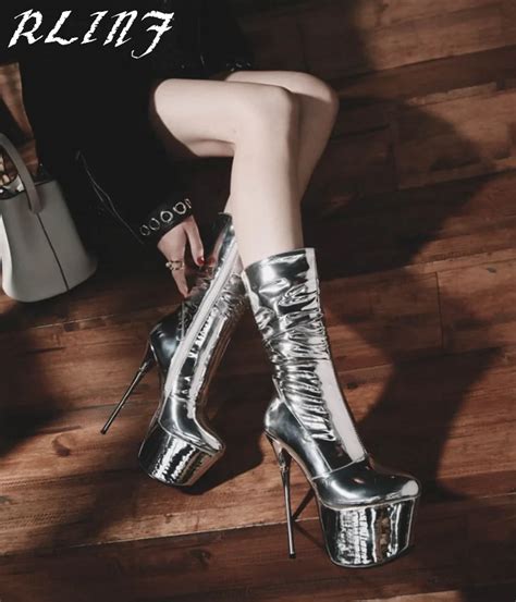 Shoes Woman Botas Mujer Calf Boots Nightclub Sexy Ladies Stiletto High