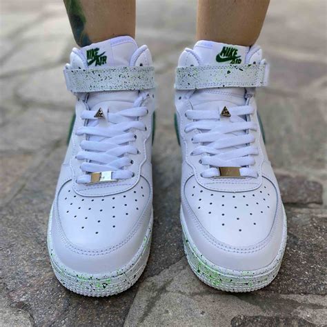 Nike Air Force One Custom Mid Swoosh Verde LLab Scarpe Custom