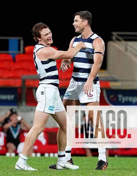 Afl Cats Power Cats Players Gary Rohan Left And Tom Hawkins