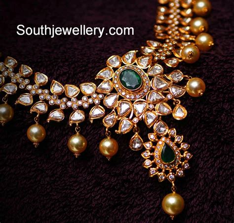 Dazzling Polki Diamond Necklace Indian Jewellery Designs