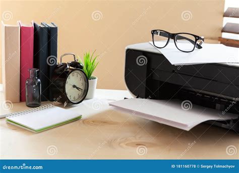 White Scanner or Printer Machine on a Table Close Up Stock Photo ...