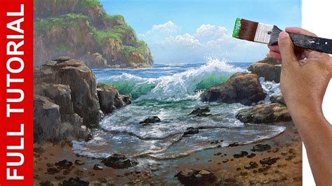 Tutorial How To Paint Rocky Beach And Crashing Waves In Acrylics