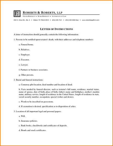 Executor Letter Template Mael Modern Decor Inside Letter Of Instruction Template 10 Examples