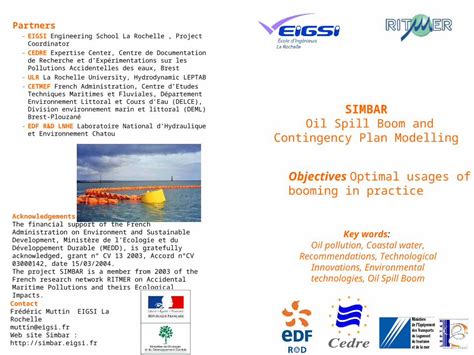 PPT SIMBAR Oil Spill Boom And Contingency Plan Modelling Objectives