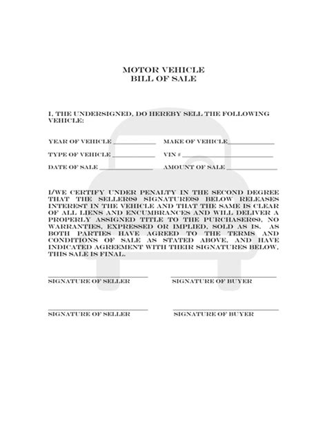 Phillips County Colorado Motor Vehicle Bill Of Sale Form Fill Out