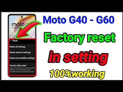 Moto G40 G60 Factory Reset In Setting How To Format In Setting Moto