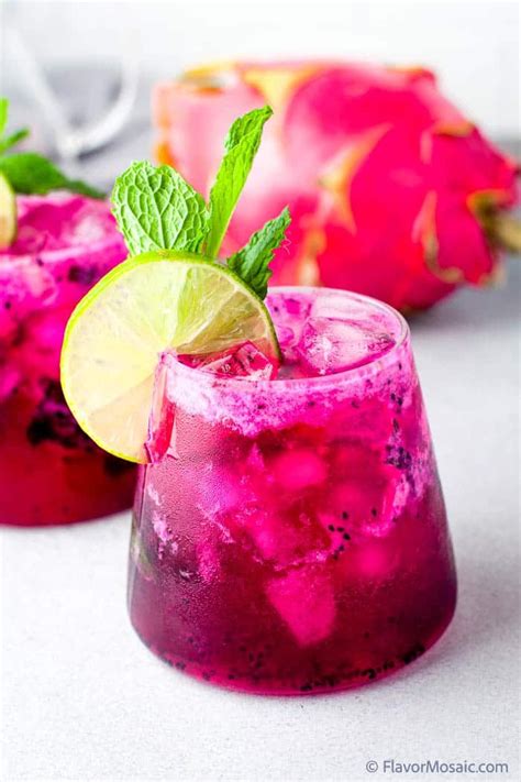 Dragon Fruit Mojito Flavor Mosaic Fruit Mixed Drinks Dragon Fruit