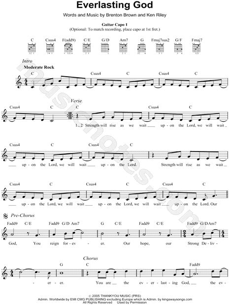 Chris Tomlin Everlasting God Sheet Music In C Major Download