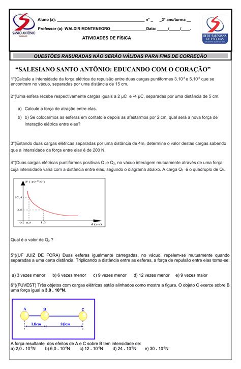 Atividades De F Sica Ano Prof Waldir Montenegro Pdf