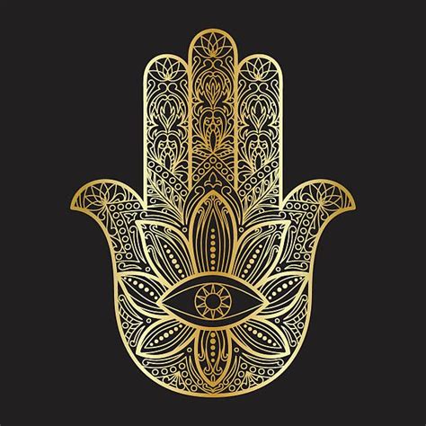 Hamsa Hand Of Fatima Amulet Vector Art Illustration Hamsa Hand Tattoo