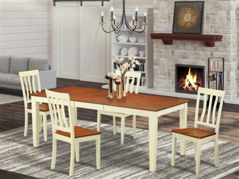 East West Furniture Quincy 5 Piece Wood Dinette Set In Buttermilk