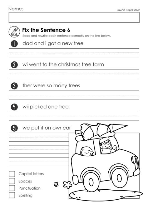 Free Christmas Fix The Sentence Worksheets Library