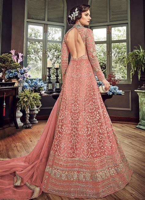 Pink Royal Embroidered Backless Anarkali Suit Hatkay Asian Bridal