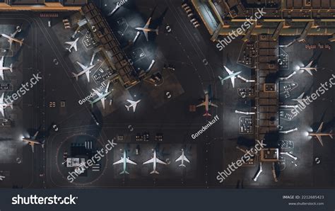 Aerial View Commercial Airport 3d Render Stock Illustration 2212685423 ...