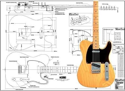 Aust Luthiers Supplies Plan Of Fender Telecaster Chitarra Elettrica