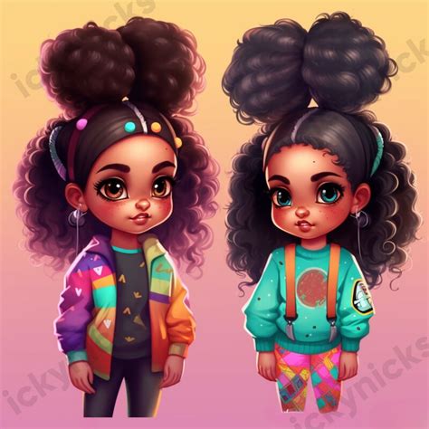 Midjourney Clipart Cartoon Kid | Melanin Females and Black Girl Art ...