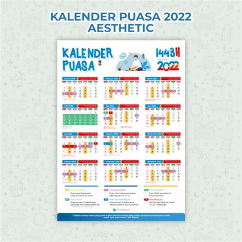 Jual Kalender Puasa Sunnah 2022 Aesthethic Custom Komplit Hijriah Jawa