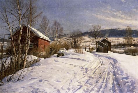 A Winter Landscape Lillehammer Painting by Peder Monsted - Pixels