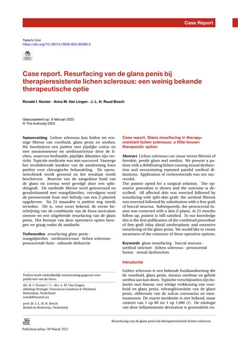 Pdf Case Report Resurfacing Van De Glans Penis Bij