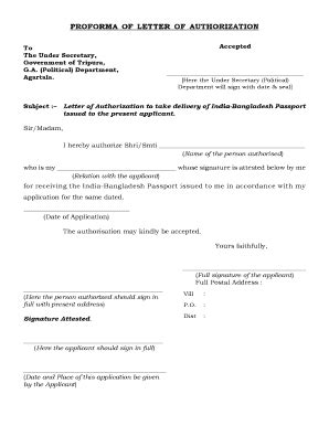 Fillable Online Tsu Trp Nic Proforma Of Letter Of Authorization