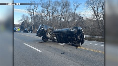 Two People Hospitalized After Multi Vehicle Rollover Crash In Eastham Boston News Weather