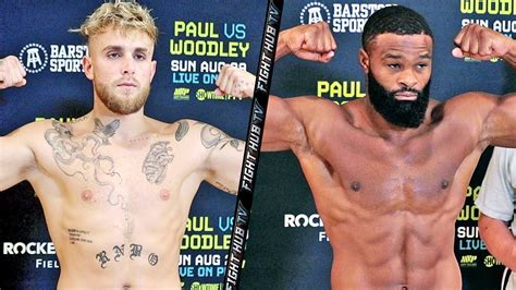 JAKE PAUL VS TYRON WOODLEY FULL WEIGH IN BOTH RIPPED AND READY TO GO