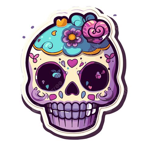 Calavera De Azúcar Con Flores En La Cabeza Clipart Vector Png Dibujos