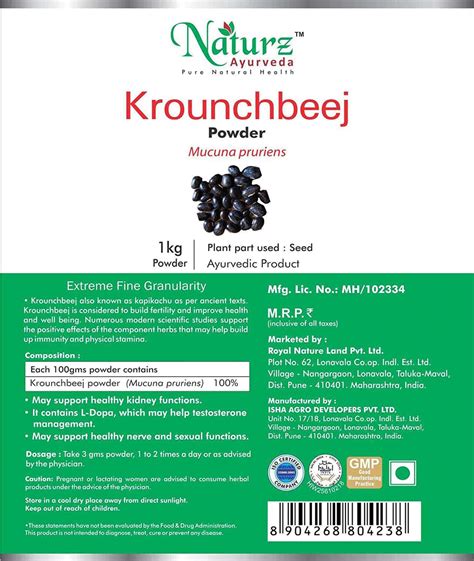 Buy NATURZ AYURVEDA KROUNCHBEEJ POWDER 1 KG VALUE PACK OF 2 Online