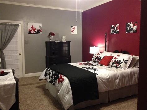 red and grey bedroom walls.