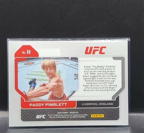 Paddy Pimblett Panini Prizm Ufc Base Rookie Card Rc Ebay