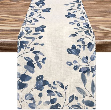 Amazon Anydesign Blue Floral Table Runner X Inch Forget Me