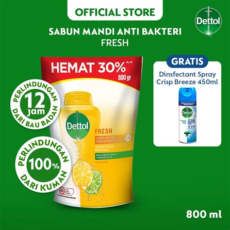 Jual Dettol Sabun Mandi Cair Anti Bakteri Fresh Jumbo 800 Gr Refill