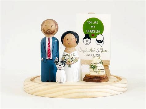 Personalized Wedding Gift Cake Topper With Custom Peg Dolls