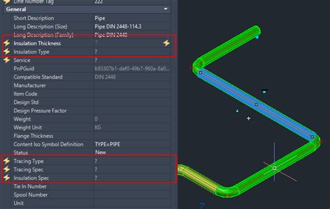 AutoCAD Plant 3D에서 파이프라인에 대한 단열재 및 추적 특성을 입력하는 방법