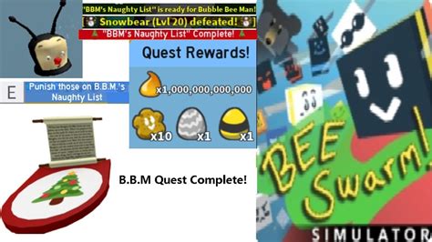 Completing B B M S Quest In Roblox Bee Swarm Simulator Beesmas 2020 Youtube